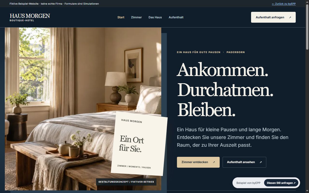Vorschau der fiktiven Website HAUS MORGEN